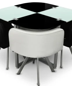 Table et chaises Mosaic 90 Blanc et Noir