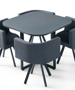 Table et chaises Oslo Gris et Tissu Gris