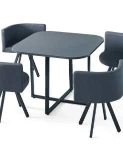 Table et chaises Oslo Gris et Tissu Gris