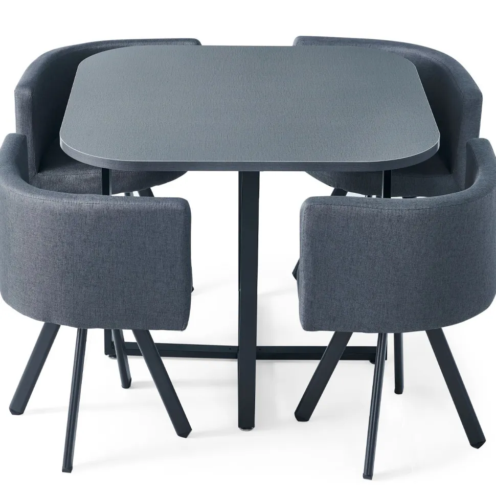 Table et chaises Oslo Gris et Tissu Gris