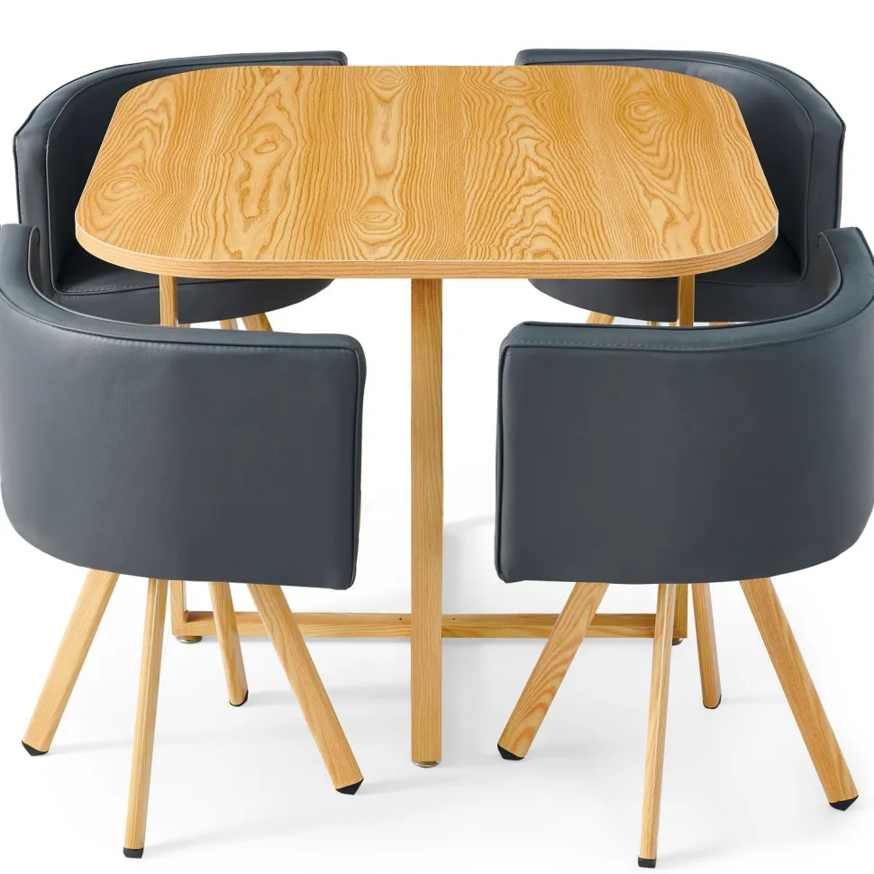 Table et chaises scandinaves Oslo Gris et Chêne