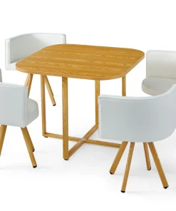 Table et chaises scandinaves Oslo Blanc et Chêne
