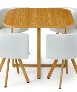 Table et chaises scandinaves Oslo Blanc et Chêne