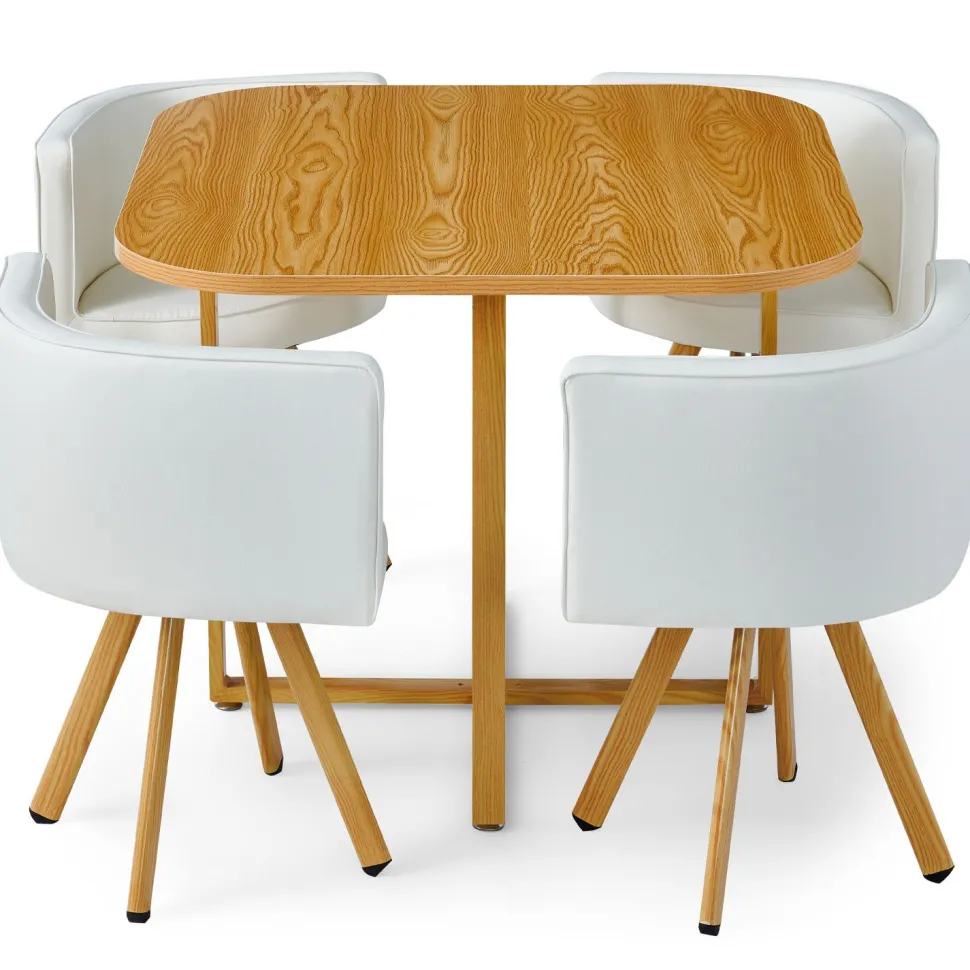 Table et chaises scandinaves Oslo Blanc et Chêne