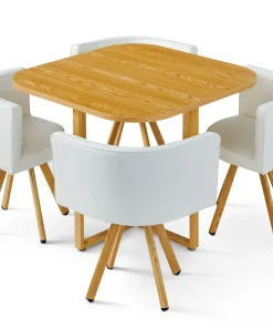 Table et chaises scandinaves Oslo Blanc et Chêne