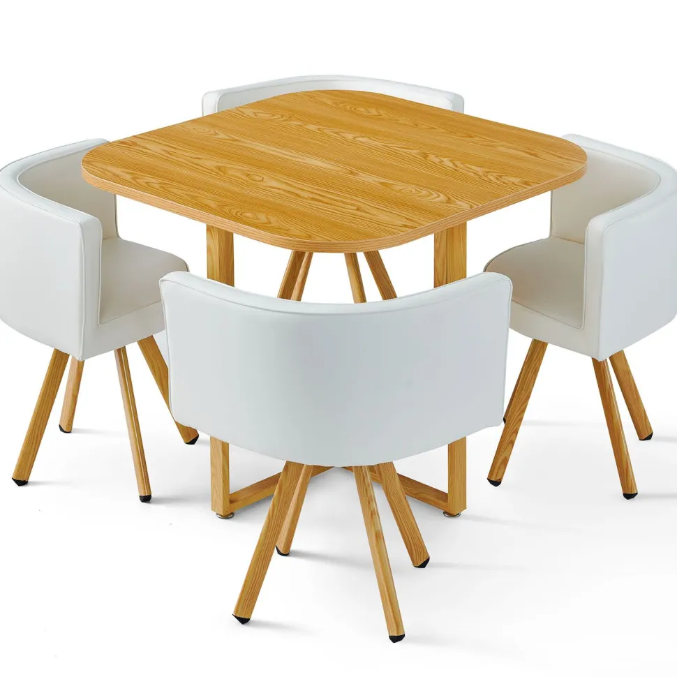 Table et chaises scandinaves Oslo Blanc et Chêne