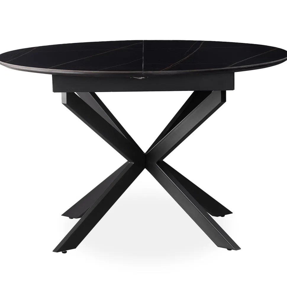 Table extensible Tyrese 160cm pieds en étoile et plateau Céramique Noir