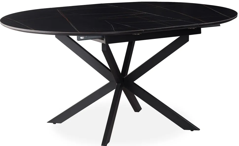 Table extensible Tyrese 160cm pieds en étoile et plateau Céramique Noir