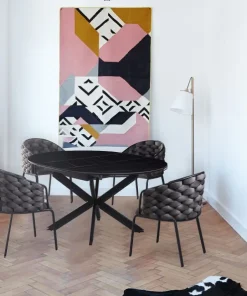 Table extensible Tyrese 160cm pieds en étoile et plateau Céramique Noir