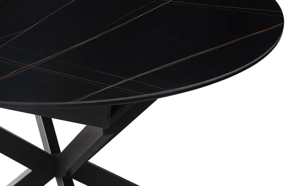 Table extensible Tyrese 160cm pieds en étoile et plateau Céramique Noir
