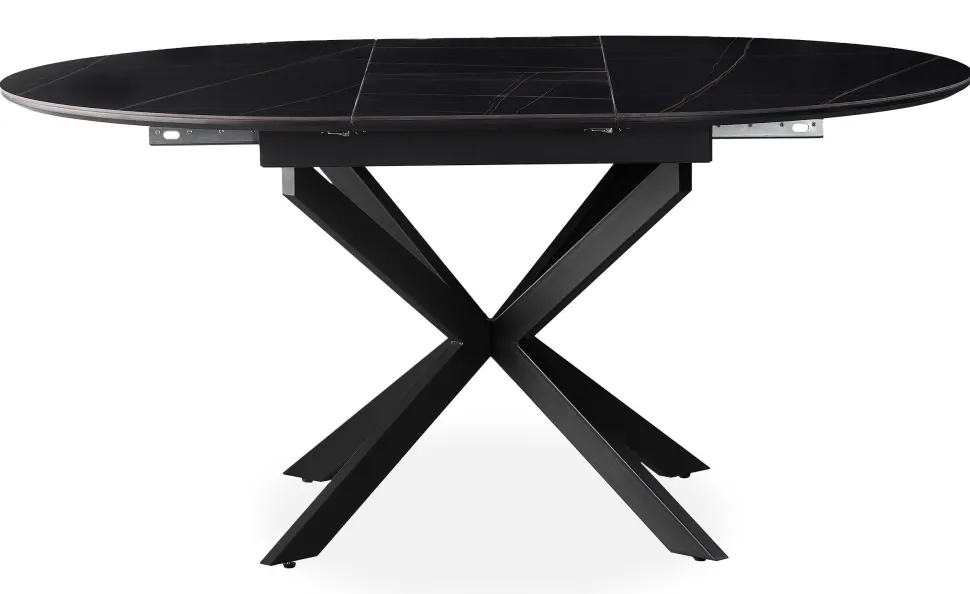 Table extensible Tyrese 160cm pieds en étoile et plateau Céramique Noir