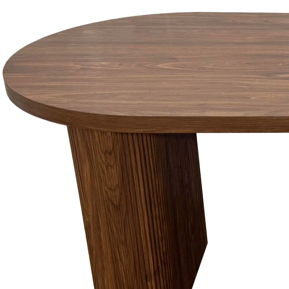 Table ovale Burundi avec pieds design style colonnes Bois Noyer