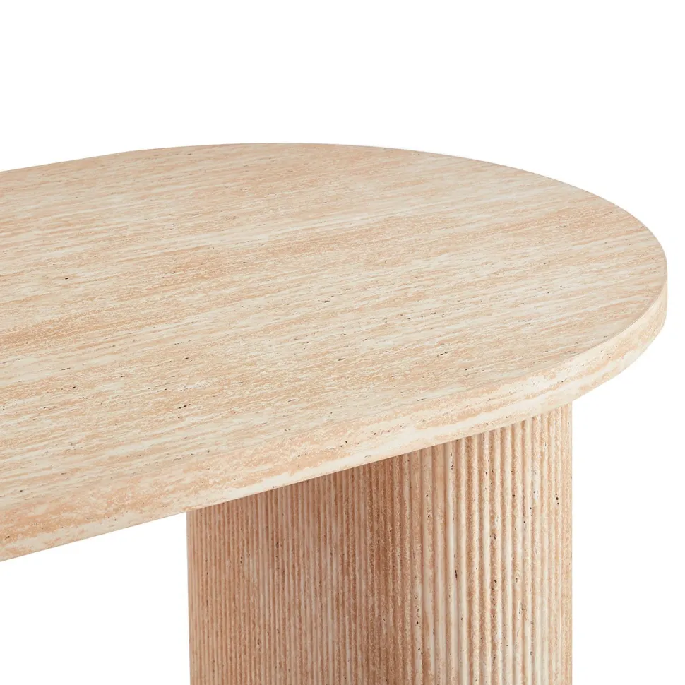 Table ovale Burundi avec pieds design style colonnes Effet travertin Beige