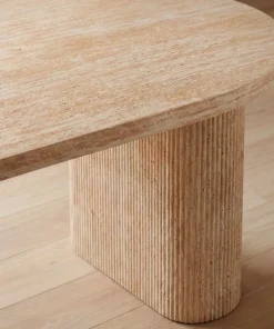 Table ovale Burundi avec pieds design style colonnes Effet travertin Beige