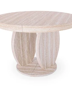 Table ovale extensible L110-260cm Icarios avec pieds design Effet travertin Beige