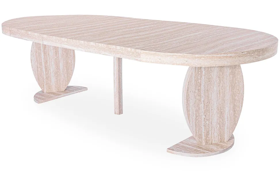 Table ovale extensible L110-260cm Icarios avec pieds design Effet travertin Beige