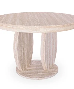 Table ovale extensible L110-260cm Icarios avec pieds design Effet travertin Beige
