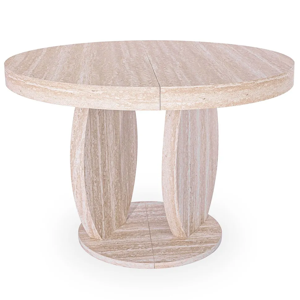 Table ovale extensible L110-260cm Icarios avec pieds design Effet travertin Beige