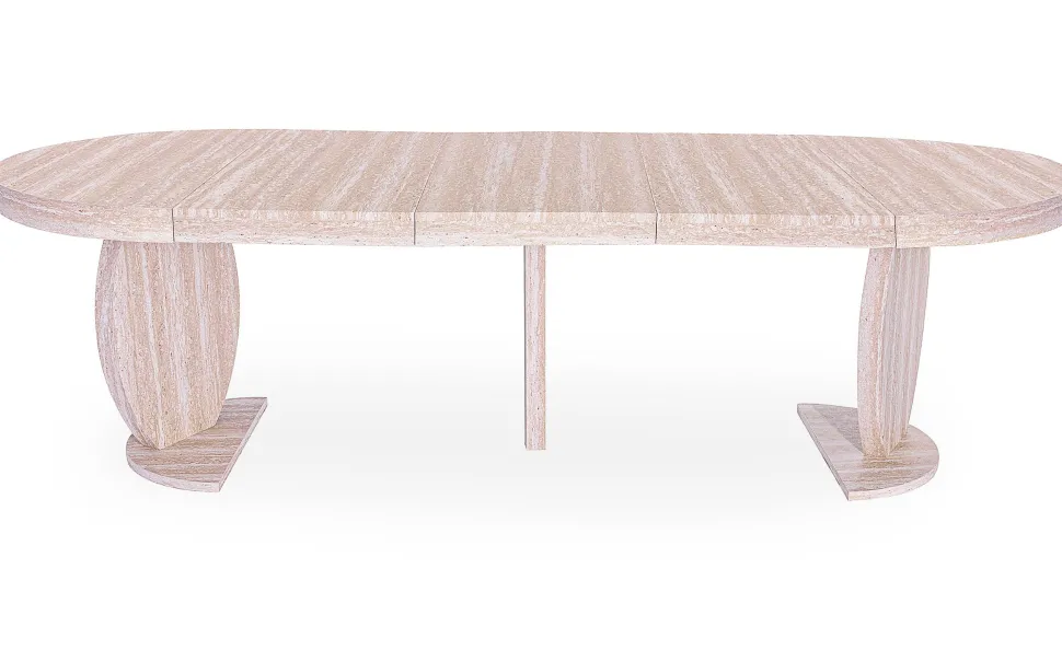 Table ovale extensible L110-260cm Icarios avec pieds design Effet travertin Beige