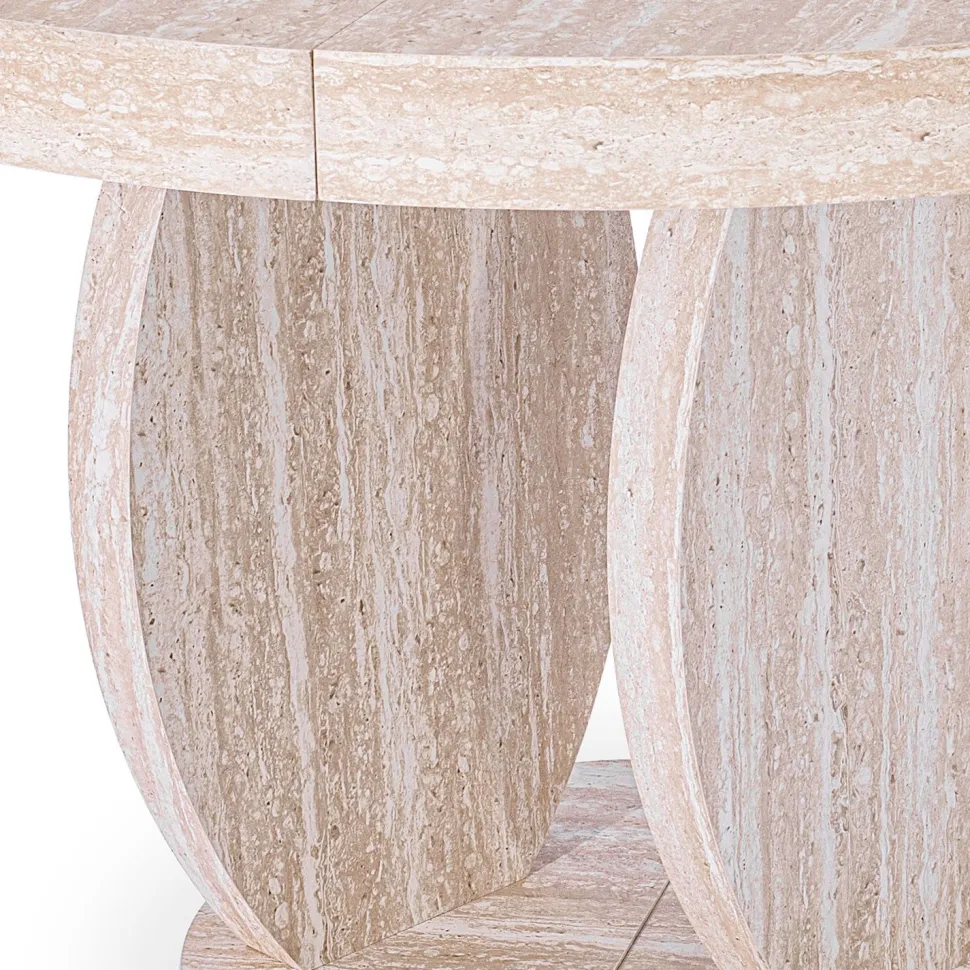 Table ovale extensible L110-260cm Icarios avec pieds design Effet travertin Beige