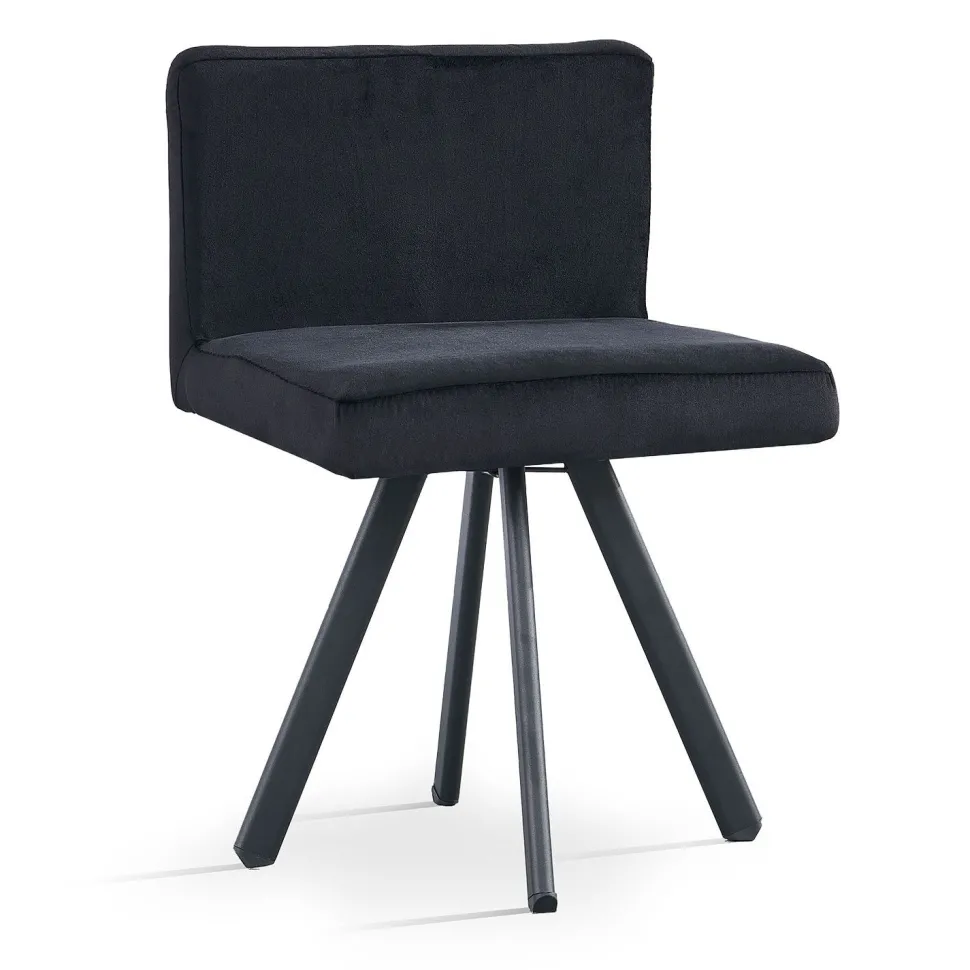 Table rectangulaire 150cm avec 6 chaises gain de place Oslo XL Effet marbre blanc et Velours Noir