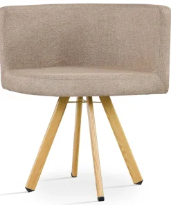 Table rectangulaire 150cm avec 6 chaises gain de place Oslo Blanc et Tissu Taupe