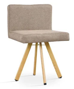 Table rectangulaire 150cm avec 6 chaises gain de place Oslo Blanc et Tissu Taupe
