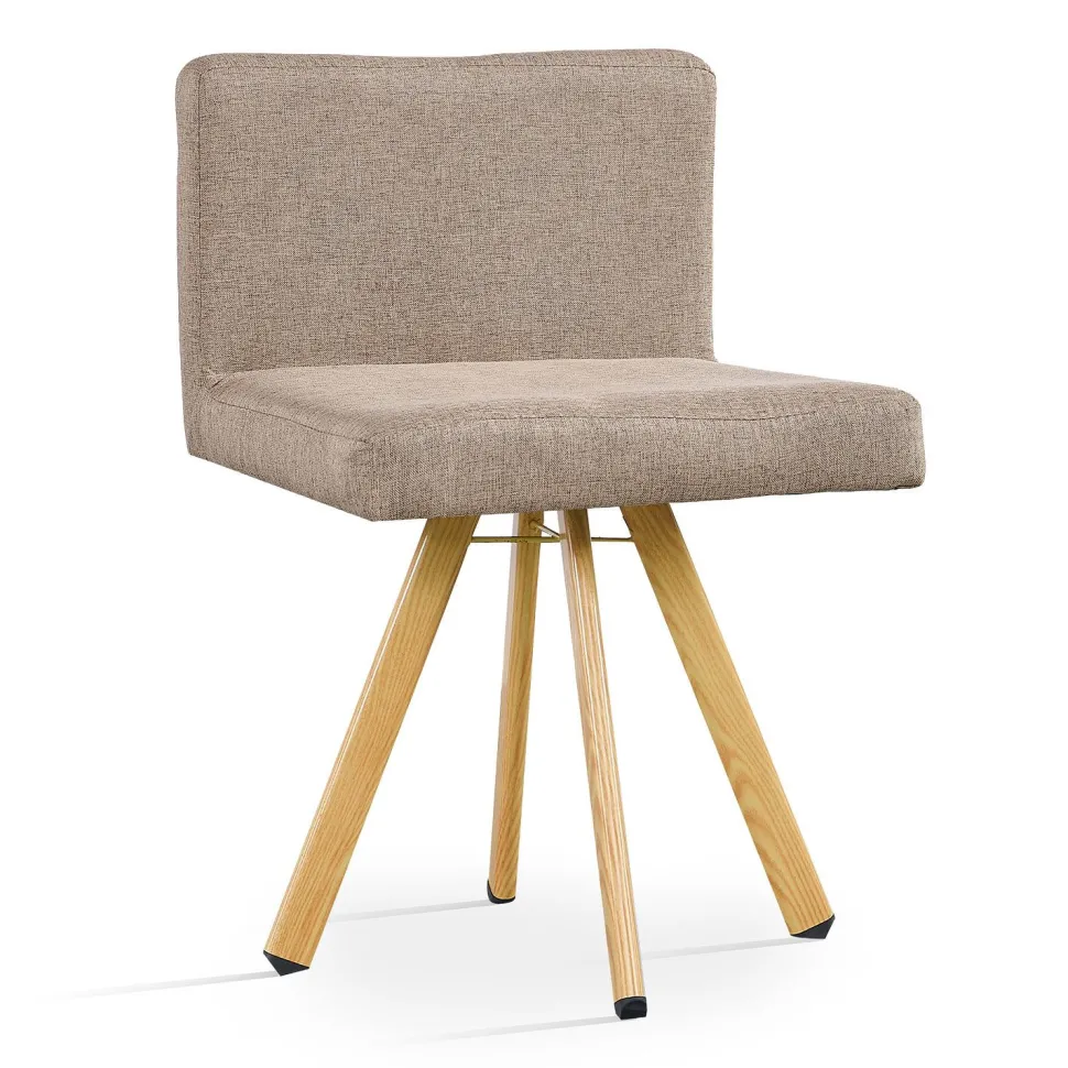 Table rectangulaire 150cm avec 6 chaises gain de place Oslo Blanc et Tissu Taupe