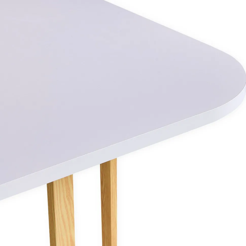 Table rectangulaire 150cm avec 6 chaises gain de place Oslo Blanc et Tissu Taupe