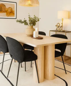 Table rectangulaire pieds colonnes design Historic 90x180cm Effet Travertin Beige