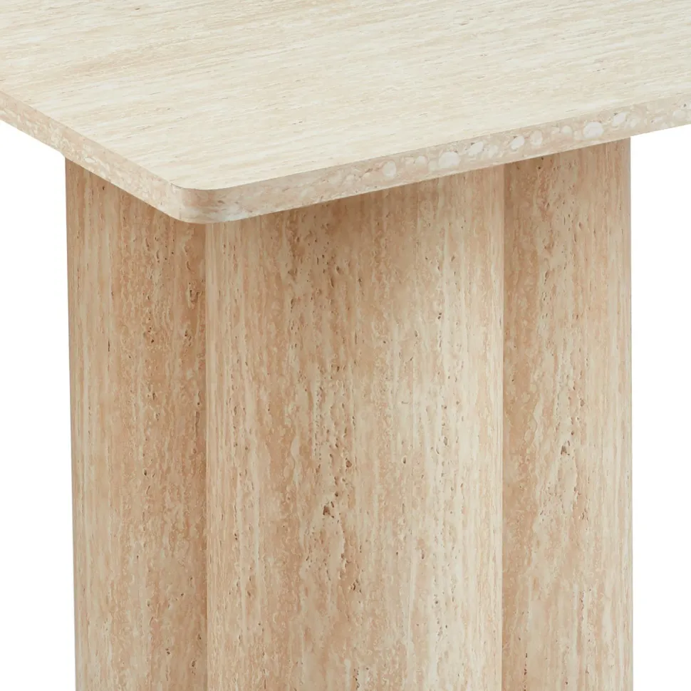 Table rectangulaire pieds colonnes design Historic 90x180cm Effet Travertin Beige