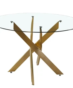 Table ronde en verre Corix pieds Or