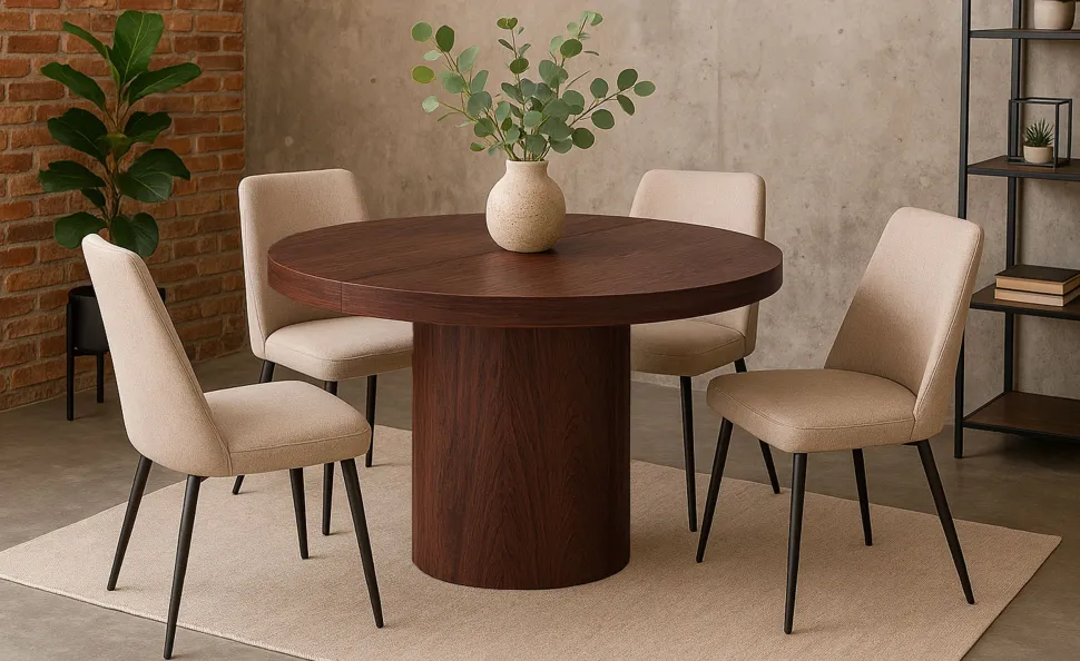 Table ronde extensible 110-260cm Suzie Bois noisette