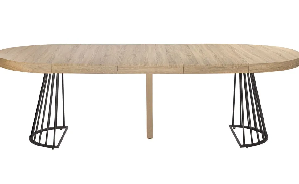 Table ronde extensible Grivery Chêne Clair pieds Noir