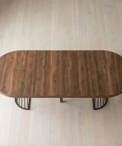 Table ronde extensible Grivery Bois Noisette pieds Noir