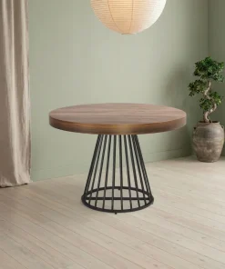 Table ronde extensible Grivery Bois Noisette pieds Noir