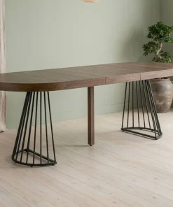 Table ronde extensible Grivery Bois Noisette pieds Noir