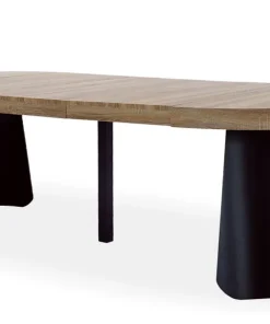 Table ronde extensible Henriette Chêne Clair pieds Noir