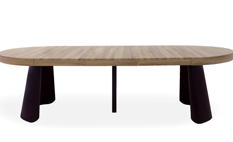 Table ronde extensible Henriette Chêne Clair pieds Noir