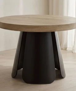 Table ronde extensible Henriette Chêne Clair pieds Noir