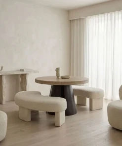 Table ronde extensible Henriette Chêne Clair pieds Noir