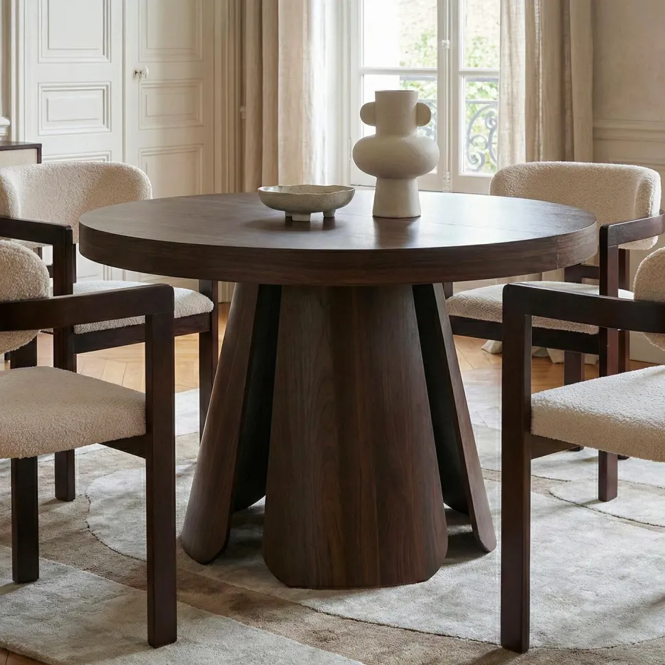 Table ronde extensible Henriette Bois noisette