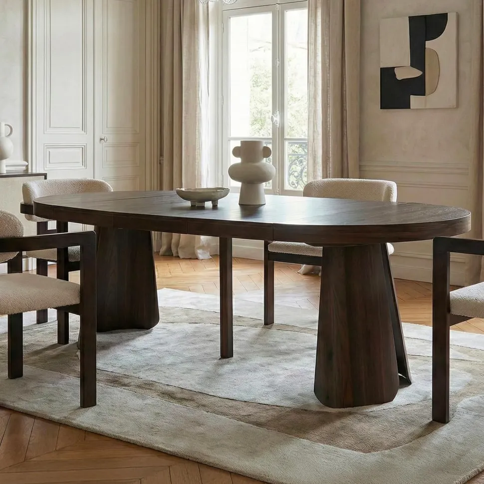 Table ronde extensible Henriette Bois noisette
