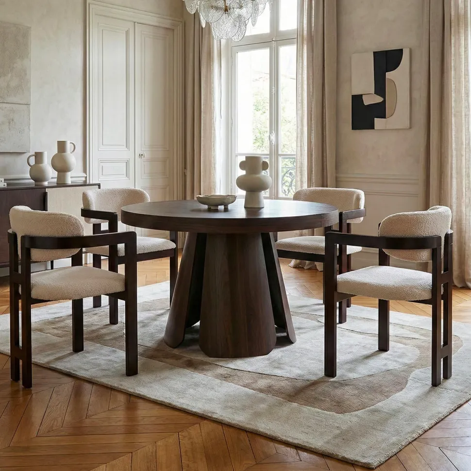 Table ronde extensible Henriette Bois noisette