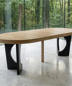 Table ronde extensible Kalipso Chêne Clair et Noir