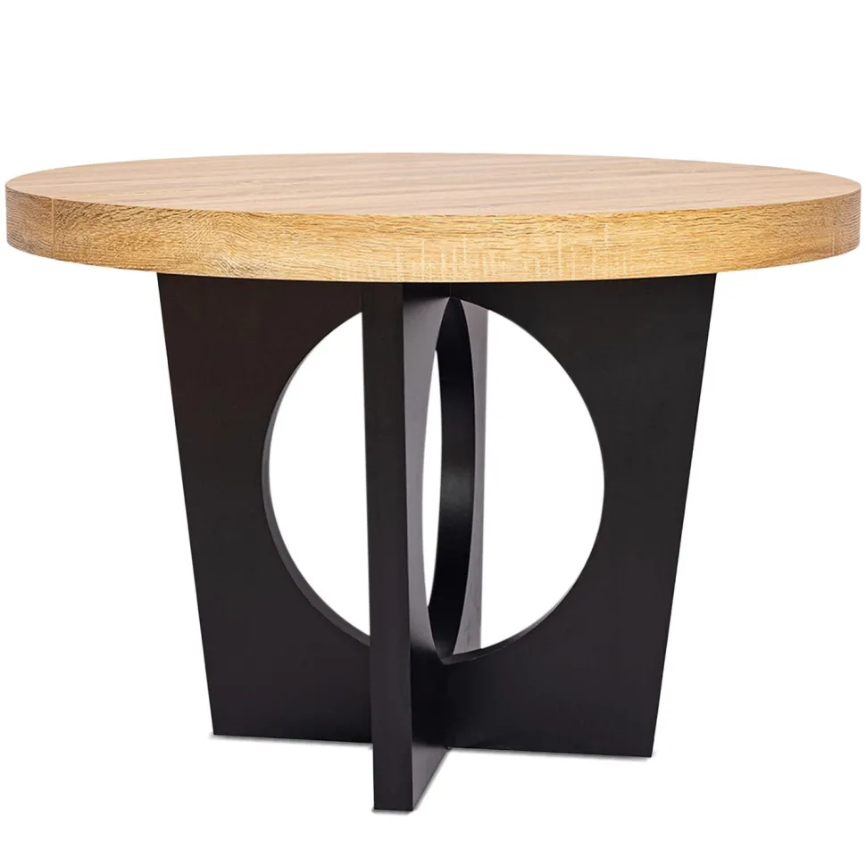 Table ronde extensible Kalipso Chêne Clair et Noir
