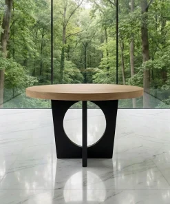 Table ronde extensible Kalipso Chêne Clair et Noir