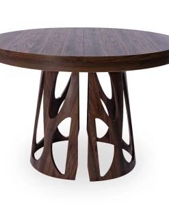 Table ronde extensible Lawina L110-260cm avec pieds design Bois Noyer
