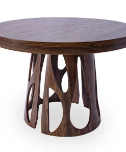 Table ronde extensible Lawina L110-260cm avec pieds design Bois Noyer