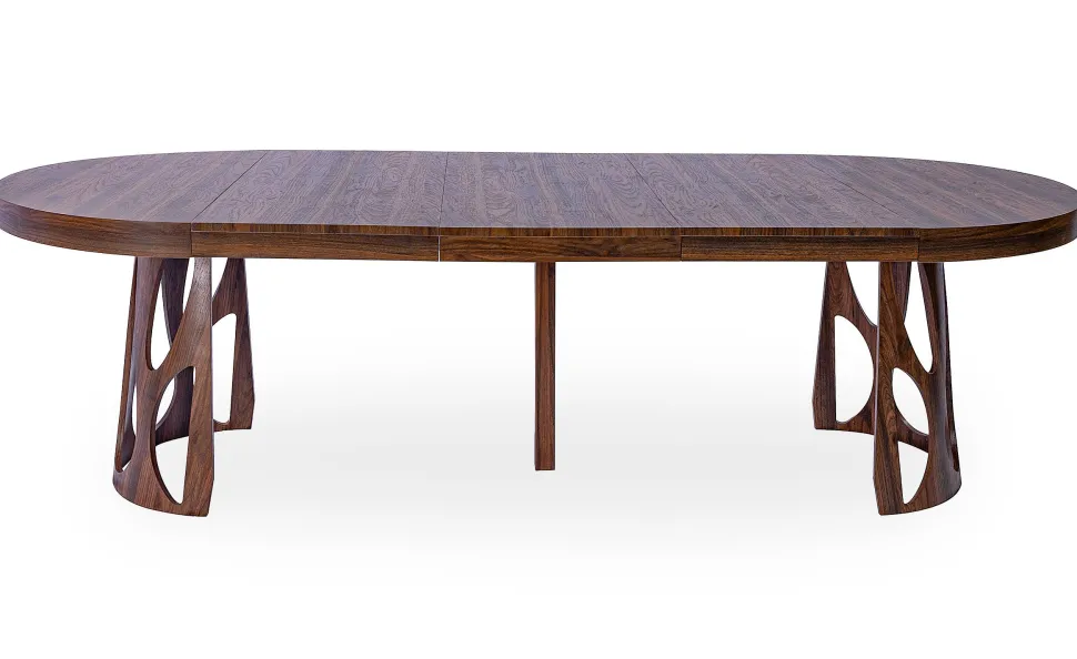 Table ronde extensible Lawina L110-260cm avec pieds design Bois Noyer
